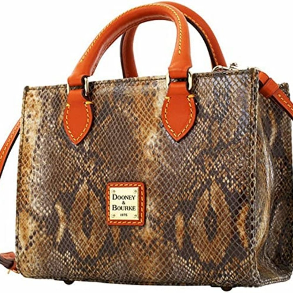 Dooney & Bourke  Brown Leather Snakeskin Satchel